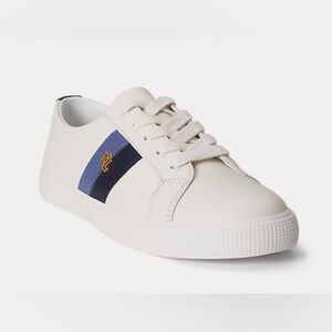 Lauren Ralph Lauren Janson II Action Leather Sneaker White Navy Carson Blue